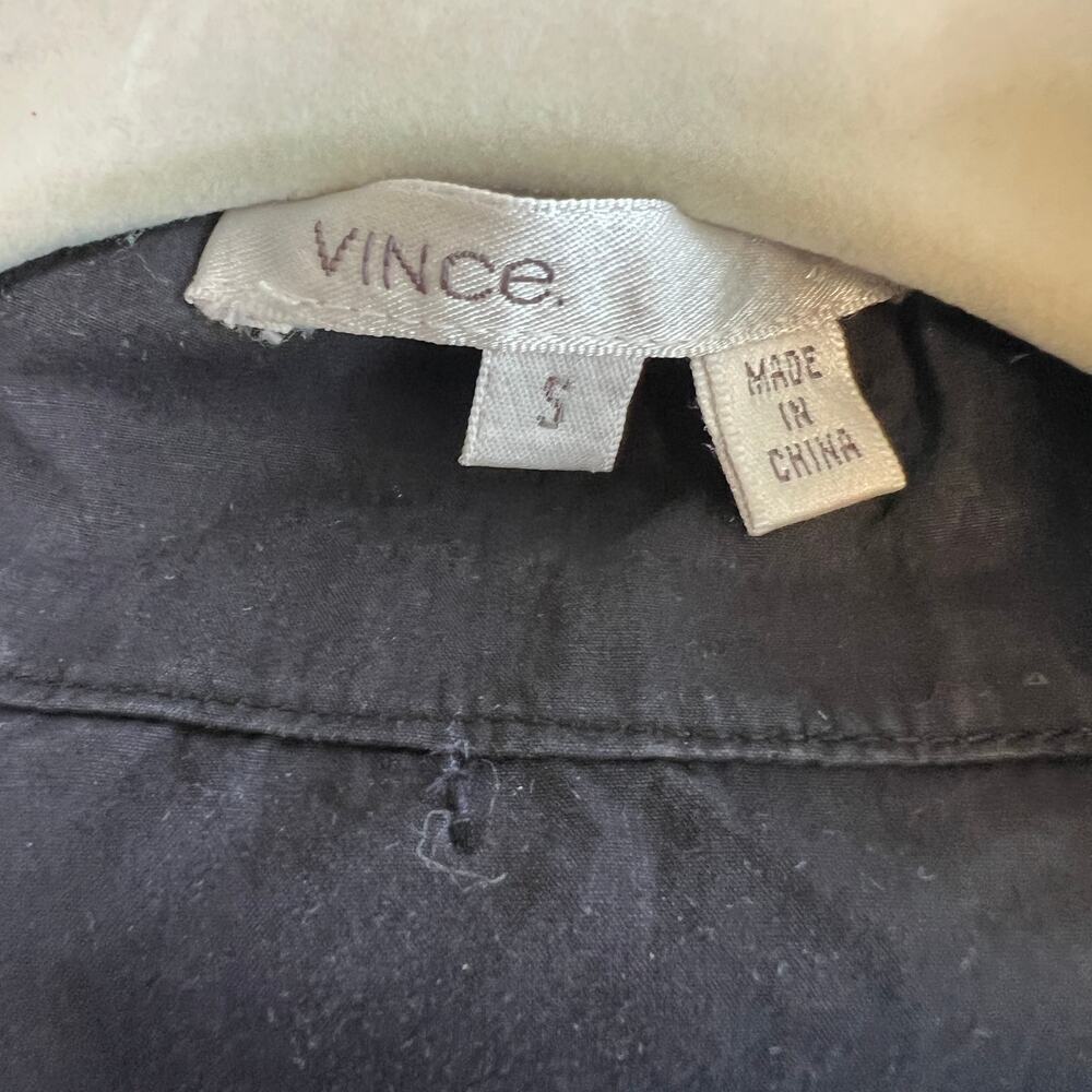 VINCE black cotton poplin mini shirt dress small - Picture 6 of 8